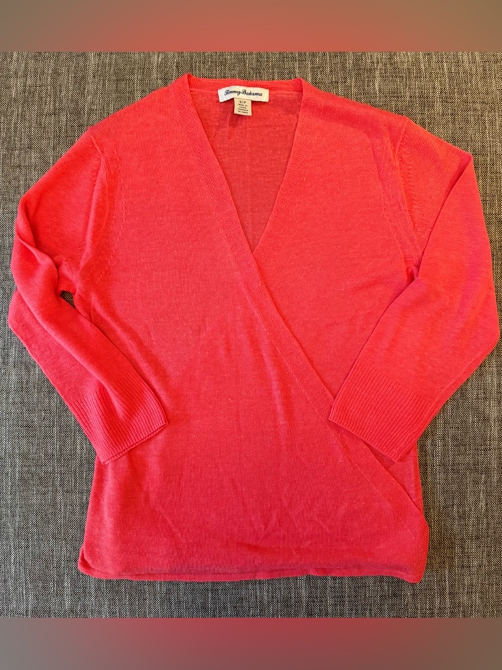 Tommy Bahama Women's Coral-Red V-Neck Wrap Sweater